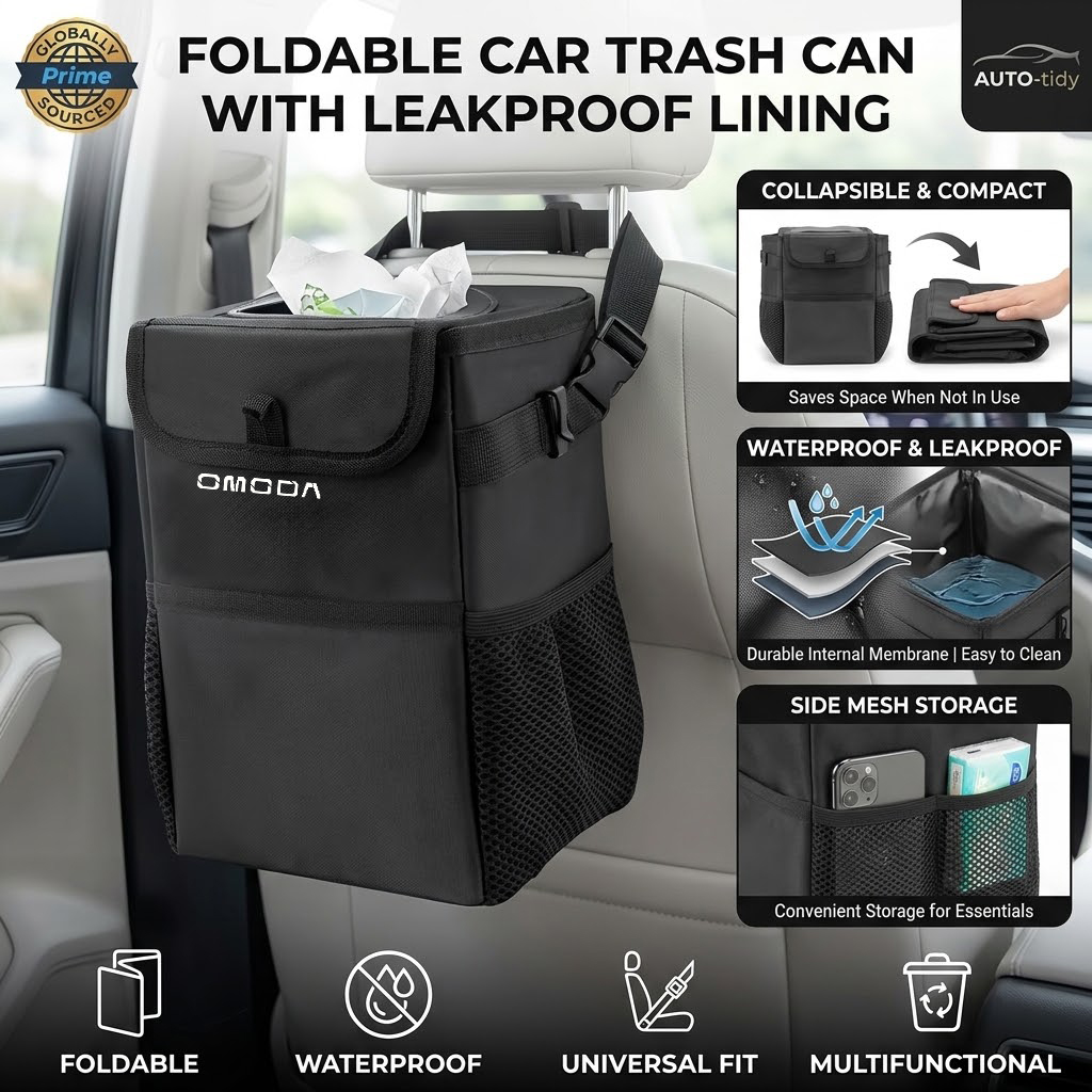 Waterproof Car Trash Can With Lid - 대용량으로 설계된, 접이식 휴대용, 누수 방지,
