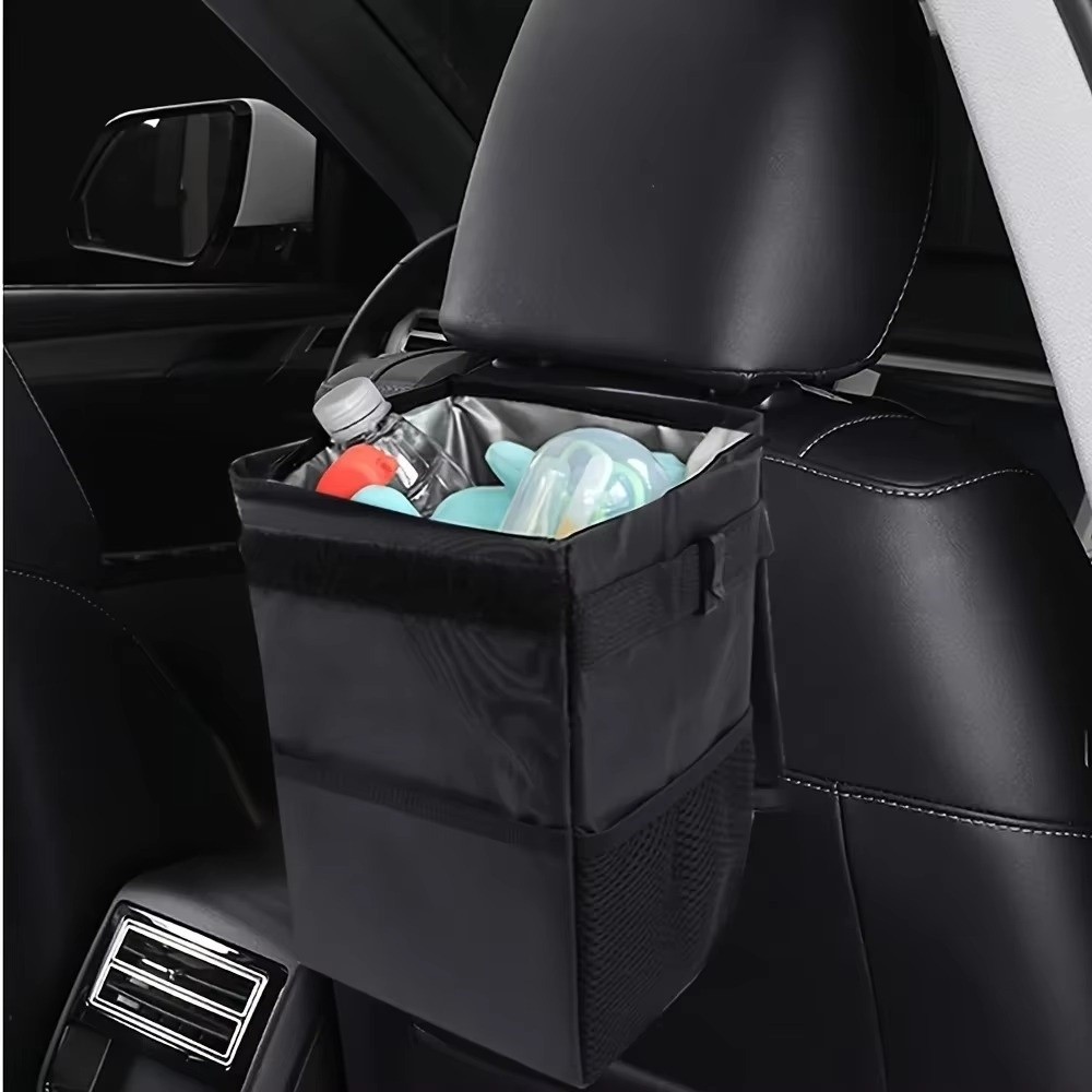 뚜껑이 달린 접이식 차량용 쓰레기통, 수납 포켓, 차량 - Waterproof Car Trash Can With Lid 리뷰 및 가격